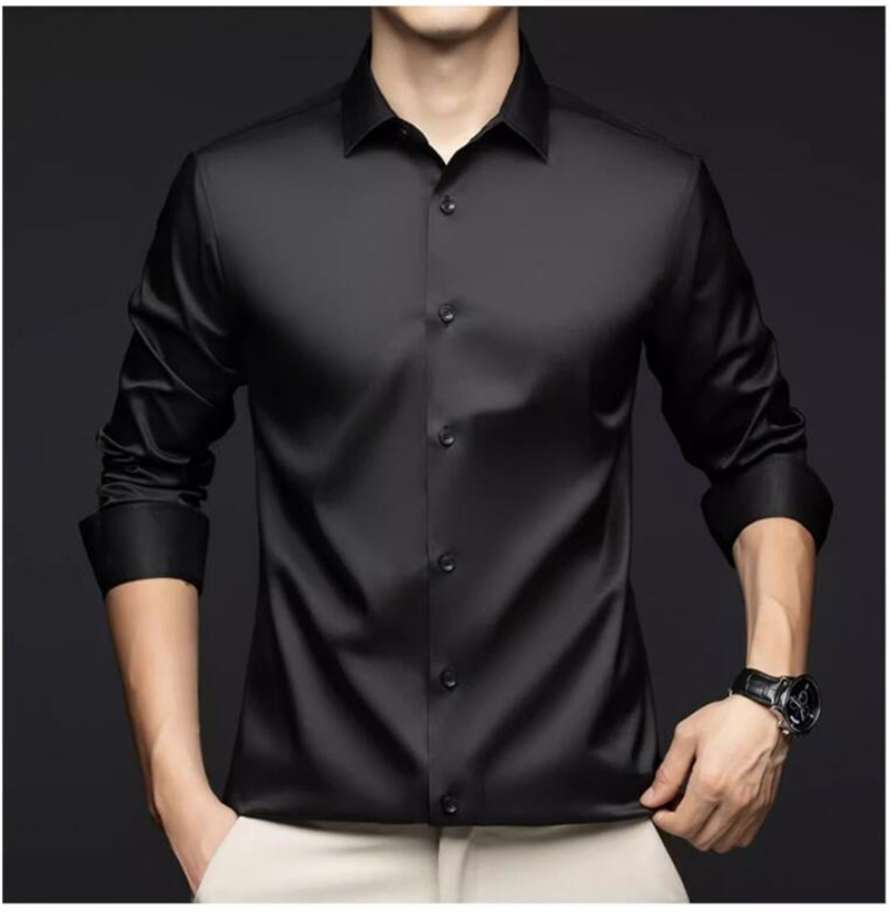 เสื้อเชิ้ตแขนยาวผู้ชาย สำหรับใ - Mens Satin Silk Dress Shirt บทวิจารณ์และราคา