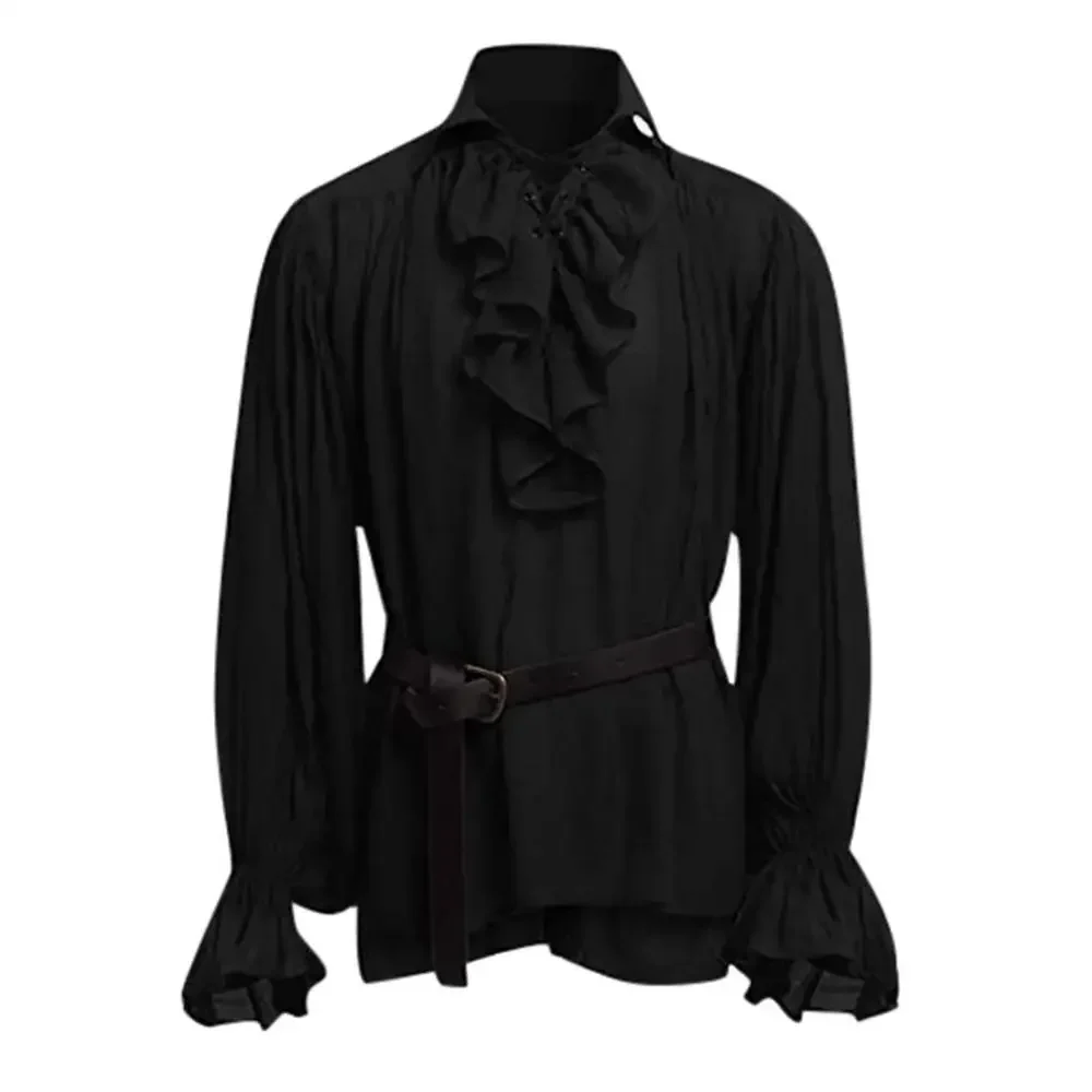 เสื้อเชิ้ตยุคกลาง แต่งระบายสไต - Medieval Gothic Lace Up Pirate Shirt บทวิจารณ์และราคา