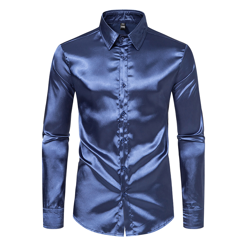 ผู้ชายสีดําซาตินหรูหราชุดเสื้อ - Mens Satin Silk Dress Shirt บทวิจารณ์และราคา