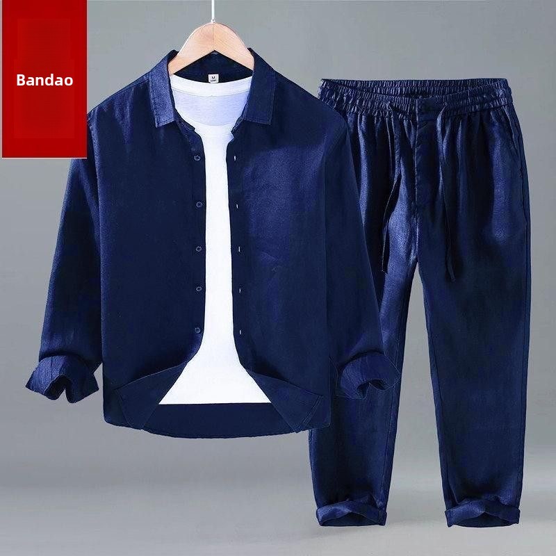 ชุดเสื้อผ้าฝ้ายลินินฤดูร้อน แข - Mens Linen Shirt Long Sleeve บทวิจารณ์และราคา