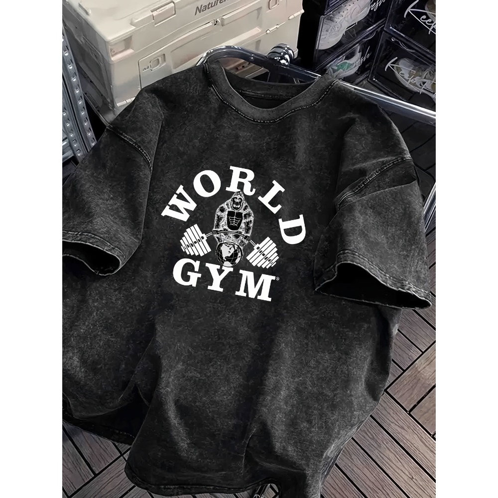 เสื้อยืด World Gym Gorilla Lif - Acid Wash Vintage Graphic T Shirt บทวิจารณ์และราคา