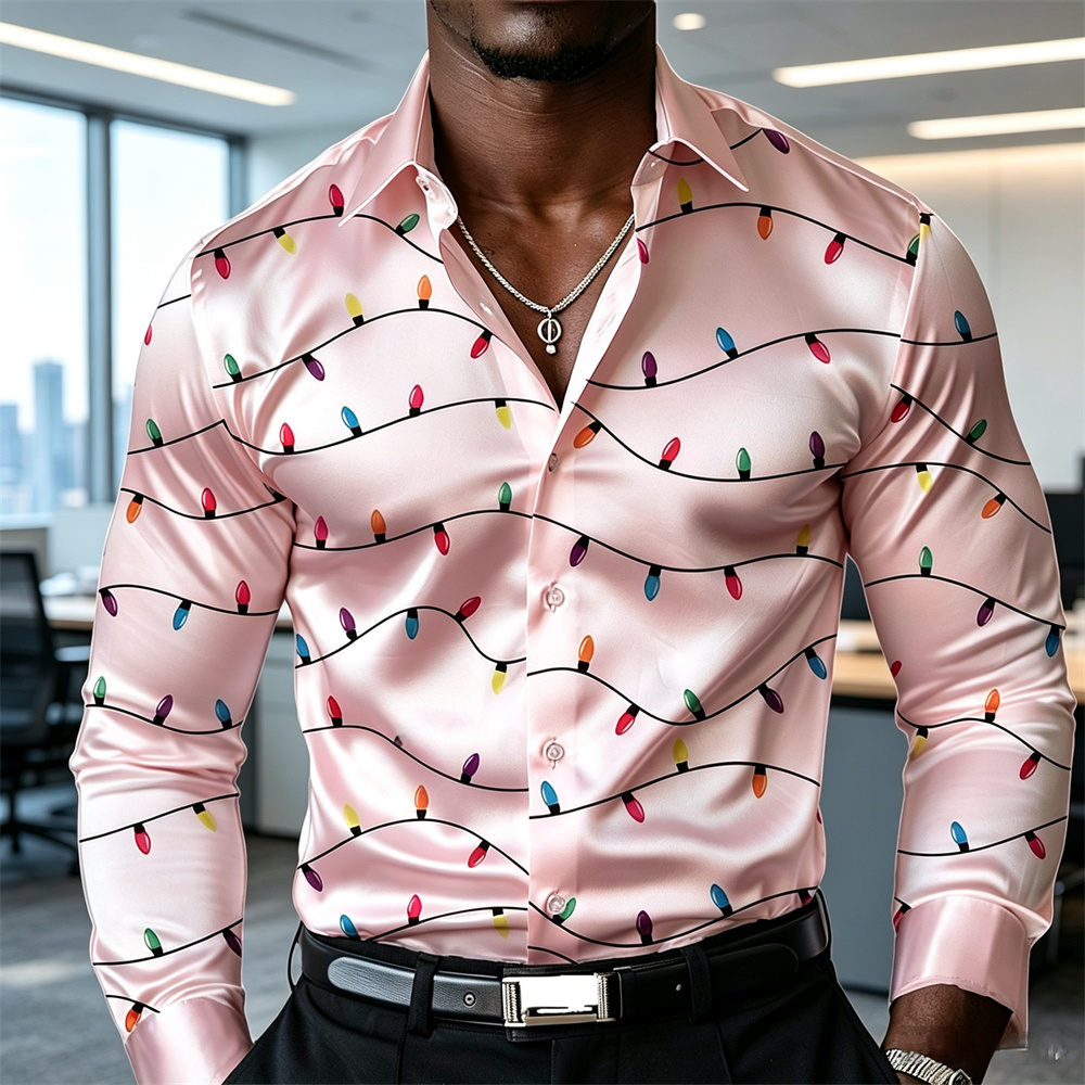 เสื้อเชิ้ตผู้ชายลายโคมไฟสำหรับ - Mens Satin Silk Dress Shirt บทวิจารณ์และราคา