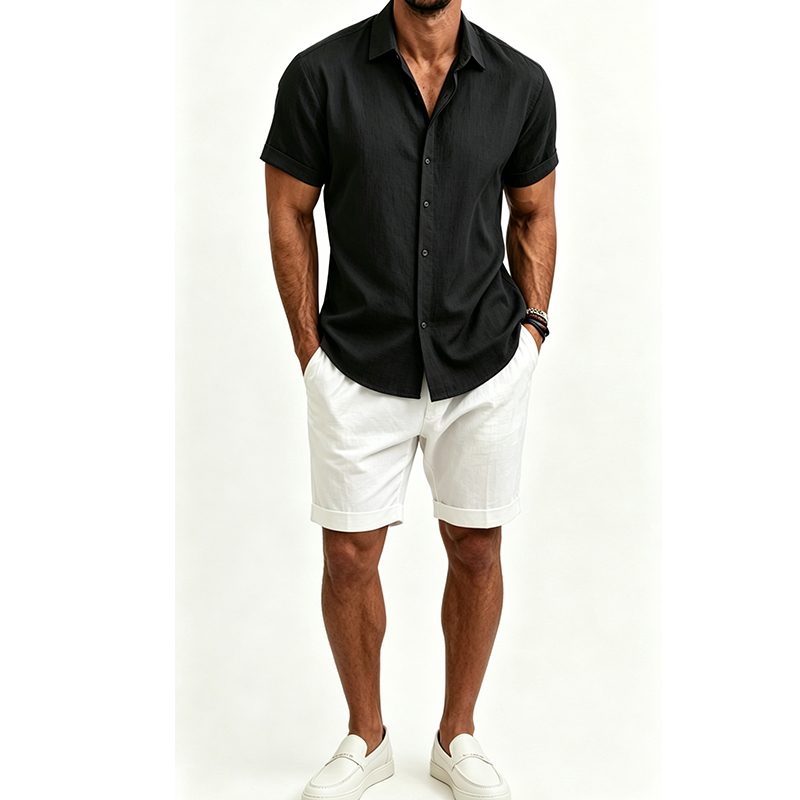 ชุดเสื้อเชิ้ตผ้าฝ้ายลินินสำหรั - Mens Linen Shirt Long Sleeve บทวิจารณ์และราคา